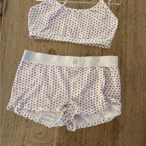 Brandy Melville Red and White Polka Dot Pajama Set